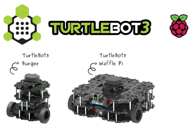 Official ROBOTIS image showing the TurtleBot3 Burger and Waffle Pi platforms